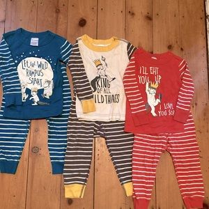 Lot of 3 Hannah Anderson pajama sets Where the Wild Things Are, size 2T.